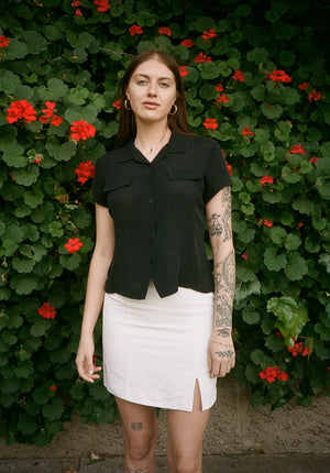 Charcoal Silk Blouse