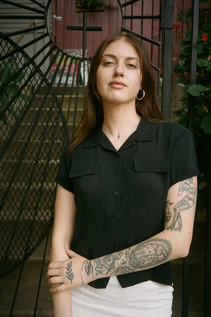 Charcoal Silk Blouse