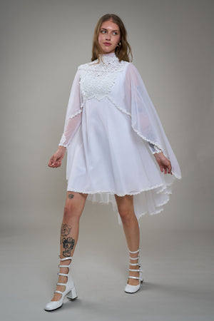 sachin and babi light blue dress Beverly Floral Applique Pleated Chiffon Mini Dress White-L main image 1