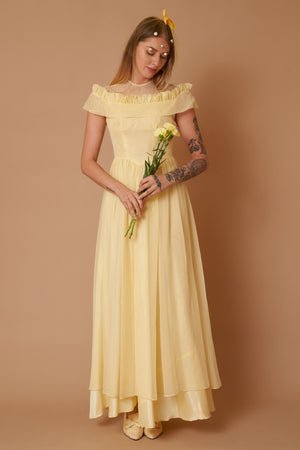 Canary Ruffle Gown - S