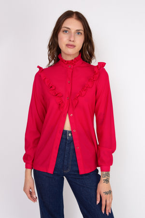 Magenta Ruffled Blouse