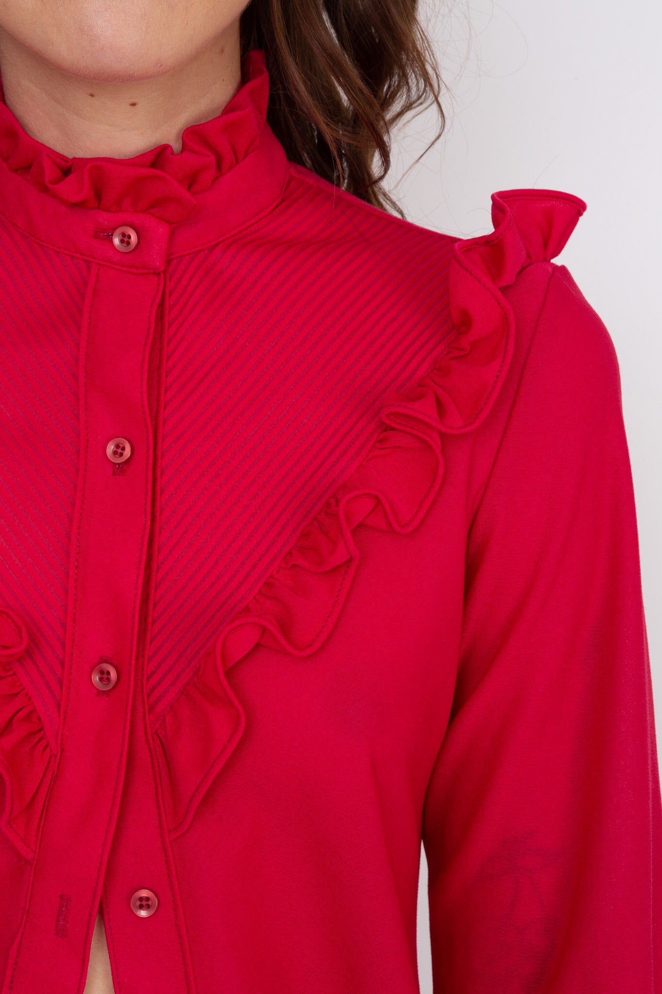 Magenta Ruffled Blouse